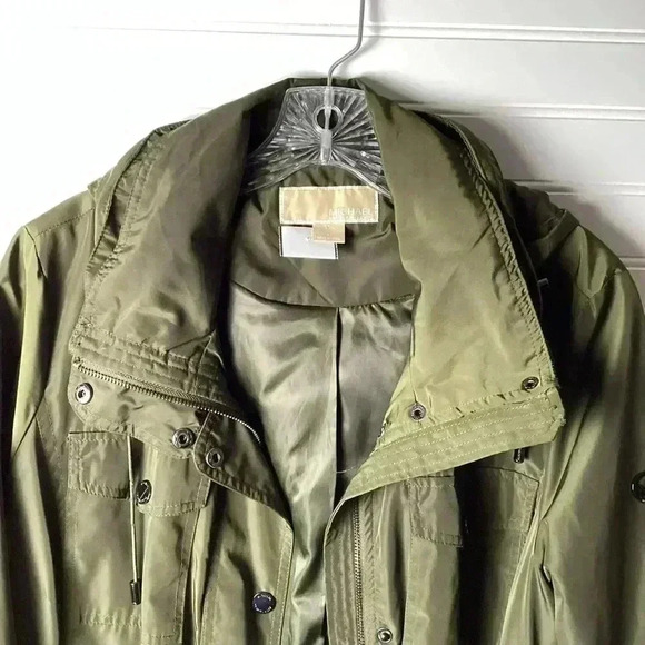MICHAEL Michael Kors Large Full Zip Hooded Hunter Green/Gold' Jacket Woman's - Picture 5 of 12